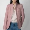 Zadig & Voltaire Very Crinkled Leather Blazer Primrose -Trendy Threads Deals RWBL00055 PRIMEROSE 2 1