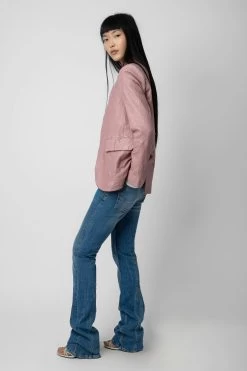 Zadig & Voltaire Very Crinkled Leather Blazer Primrose -Trendy Threads Deals RWBL00055 PRIMEROSE 5 1