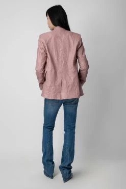 Zadig & Voltaire Very Crinkled Leather Blazer Primrose -Trendy Threads Deals RWBL00055 PRIMEROSE 6 1