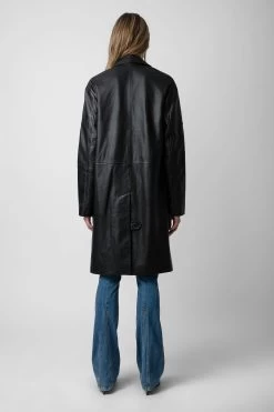 Zadig & Voltaire Macari Leather Coat Black -Trendy Threads Deals RWCO00035 NOIR 5