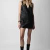 Zadig & Voltaire Rasha Crinkled Leather Dress Black 1 Zadig & Voltaire Rasha Crinkled Leather Dress Black -Trendy Threads Deals RWDR00029 NOIR 2