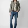 Zadig & Voltaire Liams Leather Jacket Treillis -Trendy Threads Deals RWOW00207 TREILLIS 3