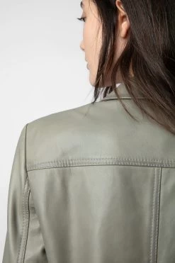 Zadig & Voltaire Liams Leather Jacket Treillis -Trendy Threads Deals RWOW00207 TREILLIS 7