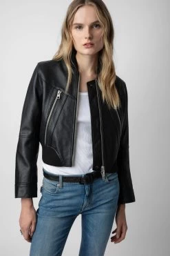 Zadig & Voltaire Bunta Reversible Leather Jacket Black -Trendy Threads Deals RWOW00213 NOIR 2