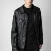 Zadig & Voltaire Base Crinkled Leather Jacket Black -Trendy Threads Deals SKCU1406H NOIR 22
