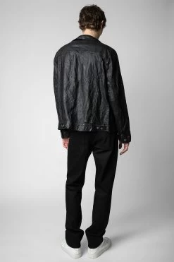 Zadig & Voltaire Base Crinkled Leather Jacket Black -Trendy Threads Deals SKCU1406H NOIR 25