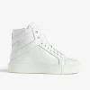 Zadig & Voltaire ZV1747 High Flash High-Top Platform Sneakers White -Trendy Threads Deals SWSN00427 BLANC