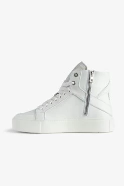 Zadig & Voltaire ZV1747 High Flash High-Top Platform Sneakers White -Trendy Threads Deals SWSN00427 BLANC 2