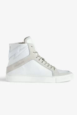 Zadig & Voltaire ZV1747 High Flash High-Top Crinkled Sneakers White