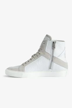 Zadig & Voltaire ZV1747 High Flash High-Top Crinkled Sneakers White -Trendy Threads Deals SWSN00431 BLANC 2