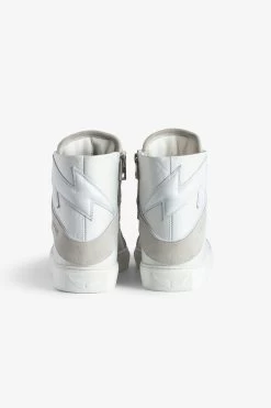 Zadig & Voltaire ZV1747 High Flash High-Top Crinkled Sneakers White -Trendy Threads Deals SWSN00431 BLANC 4