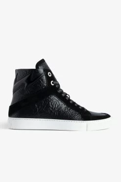 Zadig & Voltaire ZV1747 High Flash High-Top Crinkled Sneakers Black