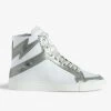 Zadig & Voltaire ZV1747 High Flash High-Top Sneakers Silver -Trendy Threads Deals SWSN00453 SILVER