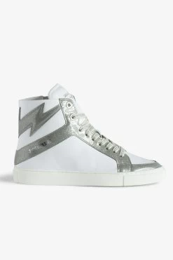 Zadig & Voltaire ZV1747 High Flash High-Top Sneakers Silver