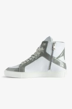 Zadig & Voltaire ZV1747 High Flash High-Top Sneakers Silver -Trendy Threads Deals SWSN00453 SILVER 2