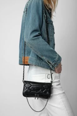 Zadig & Voltaire Rock Nano Quilted Leather Clutch Black -Trendy Threads Deals WKAB2003F NOIR 8