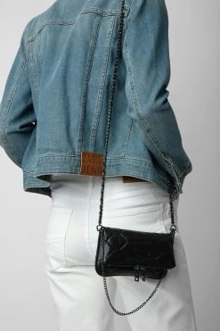 Zadig & Voltaire Rock Nano Quilted Leather Clutch Black -Trendy Threads Deals WKAB2003F NOIR 9