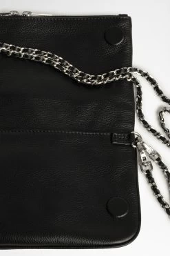 Zadig & Voltaire Rock Swing Your Wings Clutch Black Silver -Trendy Threads Deals WKAP2001F NOIR SILVER 3 1