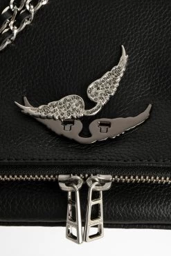 Zadig & Voltaire Rock Swing Your Wings Clutch Black Silver -Trendy Threads Deals WKAP2001F NOIR SILVER 4