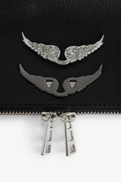 Zadig & Voltaire Rock Swing Your Wings Clutch Black Silver -Trendy Threads Deals WKAP2001F NOIR SILVER 4 1