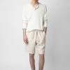Zadig & Voltaire Pixel Linen Bermuda Shorts Naturel -Trendy Threads Deals WMBS00055 NATUREL 2
