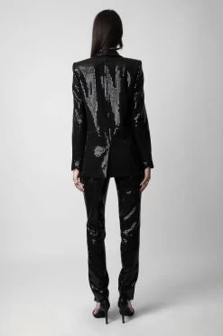 Zadig & Voltaire Vive Sequin Blazer Black -Trendy Threads Deals WWBL00812 NOIR 5
