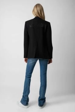 Zadig & Voltaire Vanille Mon Amour Diamanté Blazer Black -Trendy Threads Deals WWBL00840 NOIR 4 1