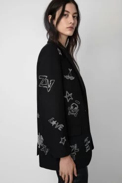 Zadig & Voltaire Viva Diamanté Blazer Black -Trendy Threads Deals WWBL00841 NOIR 5