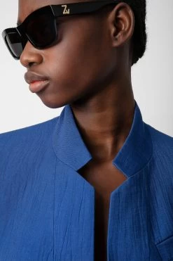 Zadig & Voltaire Very Linen Blazer Deep Sea -Trendy Threads Deals WWBL00848 DEEP SEA 4