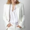 Zadig & Voltaire Vow Linen Blazer White -Trendy Threads Deals WWBL00850 BLANC 2