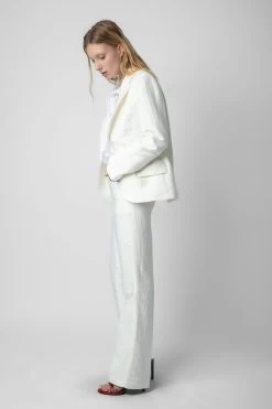 Zadig & Voltaire Vow Linen Blazer White 10 Zadig & Voltaire Vow Linen Blazer White -Trendy Threads Deals WWBL00850 BLANC 4