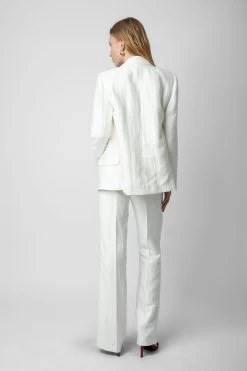 Zadig & Voltaire Vow Linen Blazer White 12 Zadig & Voltaire Vow Linen Blazer White -Trendy Threads Deals WWBL00850 BLANC 6