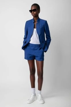 Zadig & Voltaire Please Linen Shorts Deep Sea