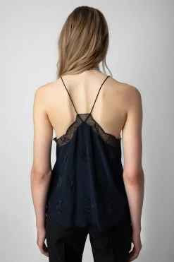 Zadig & Voltaire Christy Diamanté Silk Camisole Encre -Trendy Threads Deals WWCR00224 ENCRE 5
