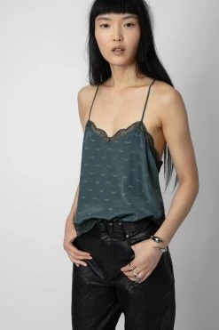 Zadig & Voltaire Claudy Silk Jacquard Camisole Nori