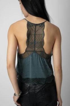 Zadig & Voltaire Claudy Silk Jacquard Camisole Nori -Trendy Threads Deals WWCR00232 NORI 5
