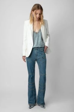 Zadig & Voltaire Capela Diamanté Silk Jacquard Camisole Glacier 10 Zadig & Voltaire Capela Diamanté Silk Jacquard Camisole Glacier -Trendy Threads Deals WWCR00234 GLACIER 3