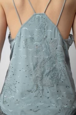 Zadig & Voltaire Capela Diamanté Silk Jacquard Camisole Glacier 14 Zadig & Voltaire Capela Diamanté Silk Jacquard Camisole Glacier -Trendy Threads Deals WWCR00234 GLACIER 7