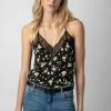 Zadig & Voltaire Christy Soft Crinkle Roses Camisole Black 1 Zadig & Voltaire Christy Soft Crinkle Roses Camisole Black -Trendy Threads Deals WWCR00238 NOIR 2 1