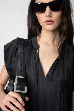 Zadig & Voltaire Rito Satin Dress Black -Trendy Threads Deals WWDR00022 NOIR 4