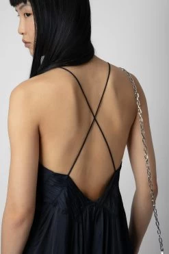 Zadig & Voltaire Rayonne Satin Dress Encre 11 Zadig & Voltaire Rayonne Satin Dress Encre -Trendy Threads Deals WWDR01076 ENCRE 6