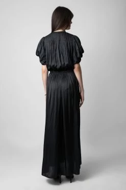 Zadig & Voltaire Reina Satin Dress Black 9 Zadig & Voltaire Reina Satin Dress Black -Trendy Threads Deals WWDR01258 NOIR 5