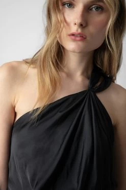 Zadig & Voltaire Razal Satin Dress Black -Trendy Threads Deals WWDR01313 NOIR 4