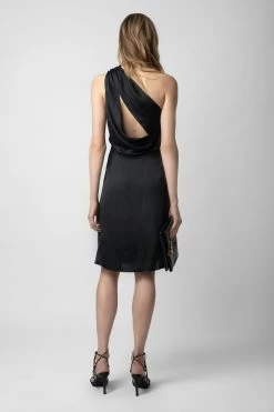 Zadig & Voltaire Razal Satin Dress Black -Trendy Threads Deals WWDR01313 NOIR 5