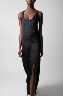 Zadig & Voltaire Rarys Satin Dress Black 10 Zadig & Voltaire Rarys Satin Dress Black -Trendy Threads Deals WWDR01315 NOIR 4