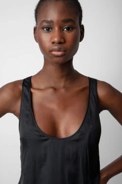 Zadig & Voltaire Rarys Satin Dress Black 11 Zadig & Voltaire Rarys Satin Dress Black -Trendy Threads Deals WWDR01315 NOIR 5