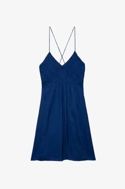 Zadig & Voltaire Rayonna Satin Dress Deep Sea -Trendy Threads Deals WWDR01317 DEEP SEA