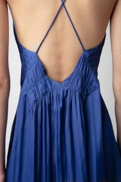 Zadig & Voltaire Rayonna Satin Dress Deep Sea -Trendy Threads Deals WWDR01317 DEEP SEA 6