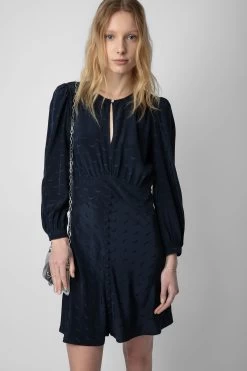 Zadig & Voltaire Rhodri Silk Jacquard Dress Encre -Trendy Threads Deals WWDR01331 ENCRE 3