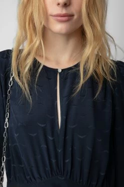 Zadig & Voltaire Rhodri Silk Jacquard Dress Encre -Trendy Threads Deals WWDR01331 ENCRE 5